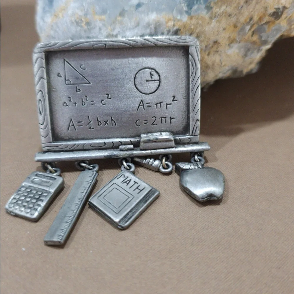 Vintage JJ Jonette Pewter Blackboard Brooch